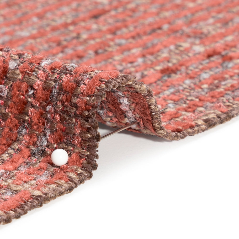 Tweed Upholstery Chenille - Bloodstone Striated - Caprona Collection Detail