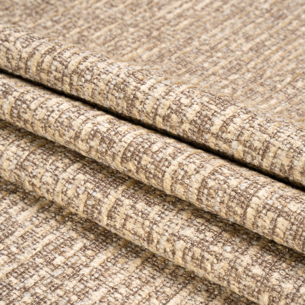 Tweed Upholstery Chenille - Cafe Striated - Caprona Collection Folded