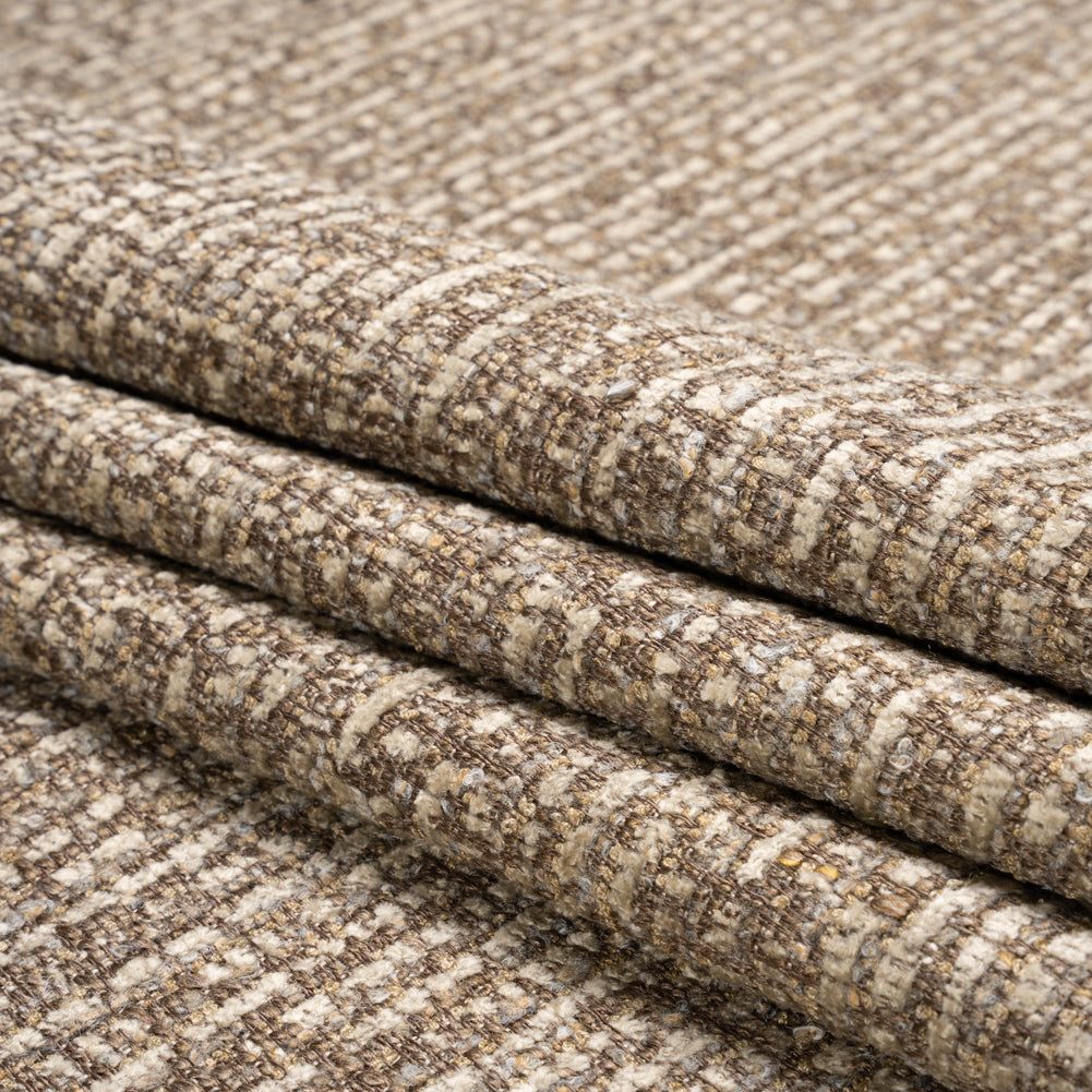 Tweed Upholstery Chenille - Espresso Striated - Caprona Collection Folded