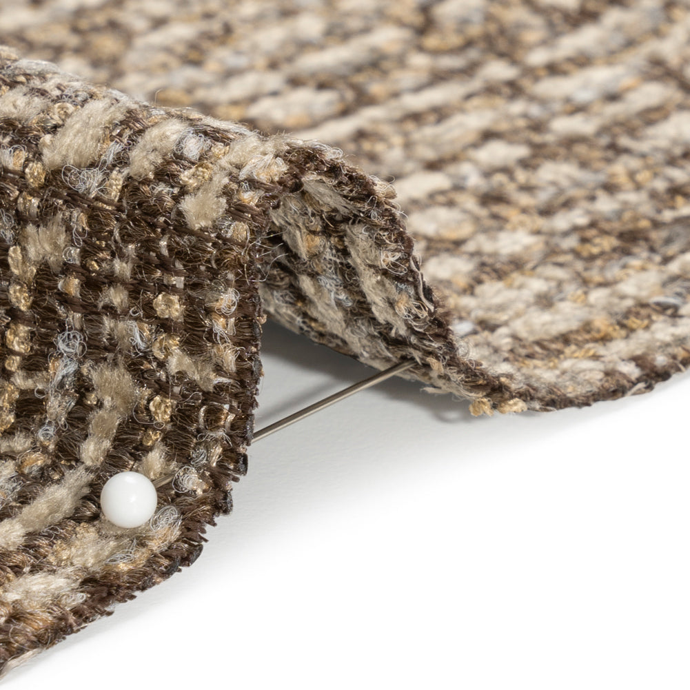 Tweed Upholstery Chenille - Espresso Striated - Caprona Collection Detail