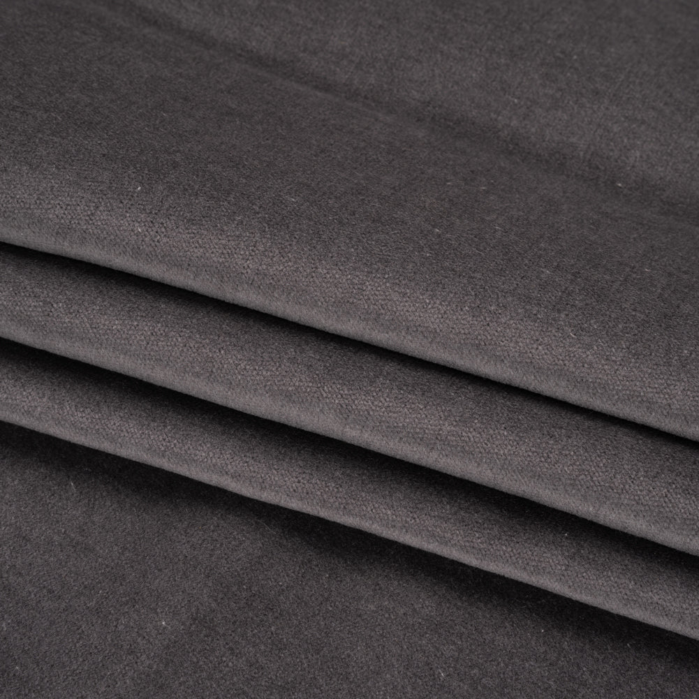 Polyester and Cotton Upholstery Velvet - Graphite - Corry Collection Folded