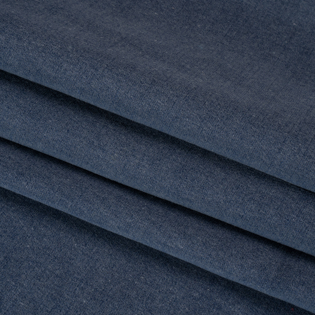Polyester and Cotton Upholstery Velvet - Indigo - Corry Collection Folded