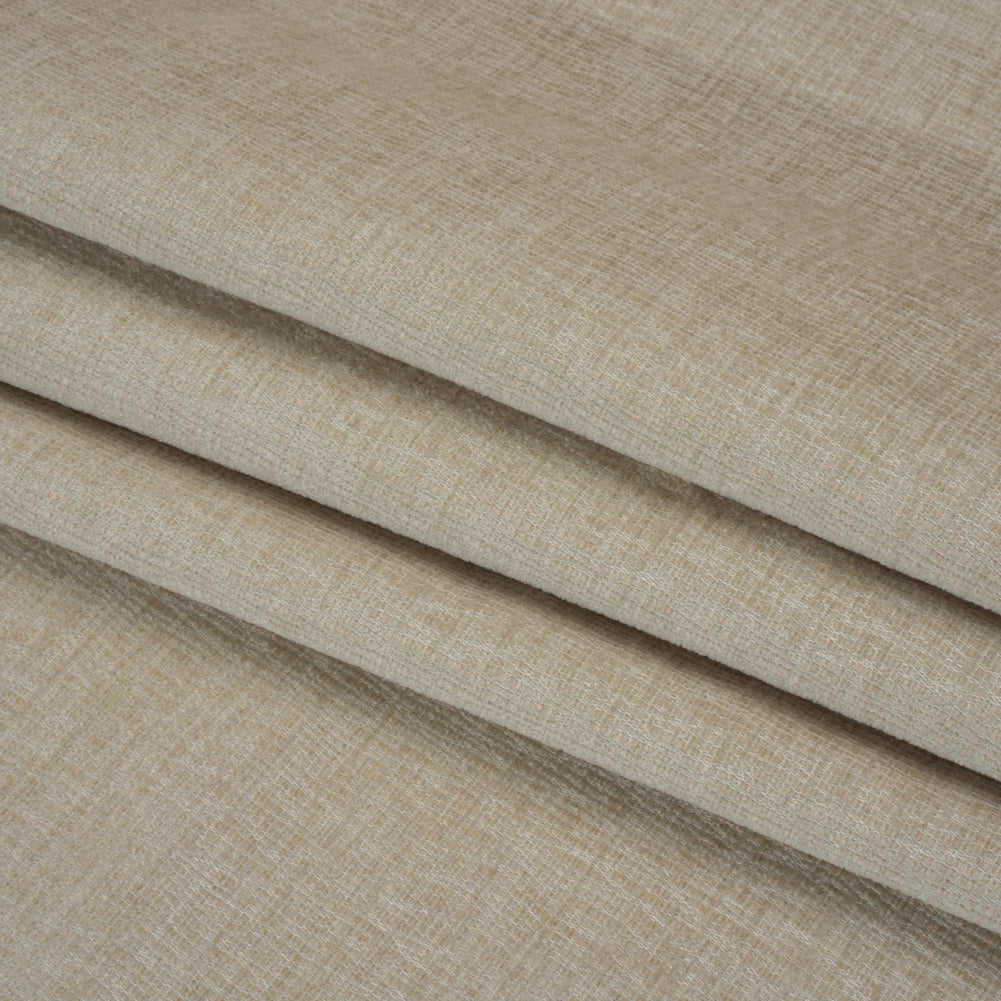 Chenille Upholstery Woven with Latex Backing - Ecru - Lovell Collection Folded