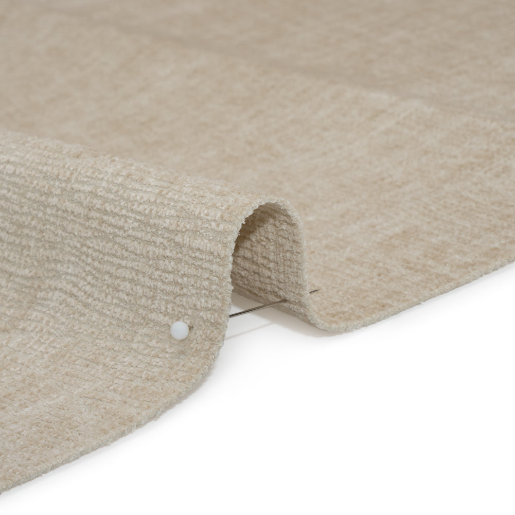 Chenille Upholstery Woven with Latex Backing - Ecru - Lovell Collection Detail