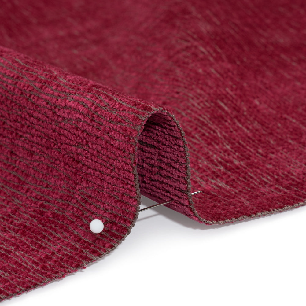 Chenille Upholstery Woven with Latex Backing - Magenta - Lovell Collection Detail