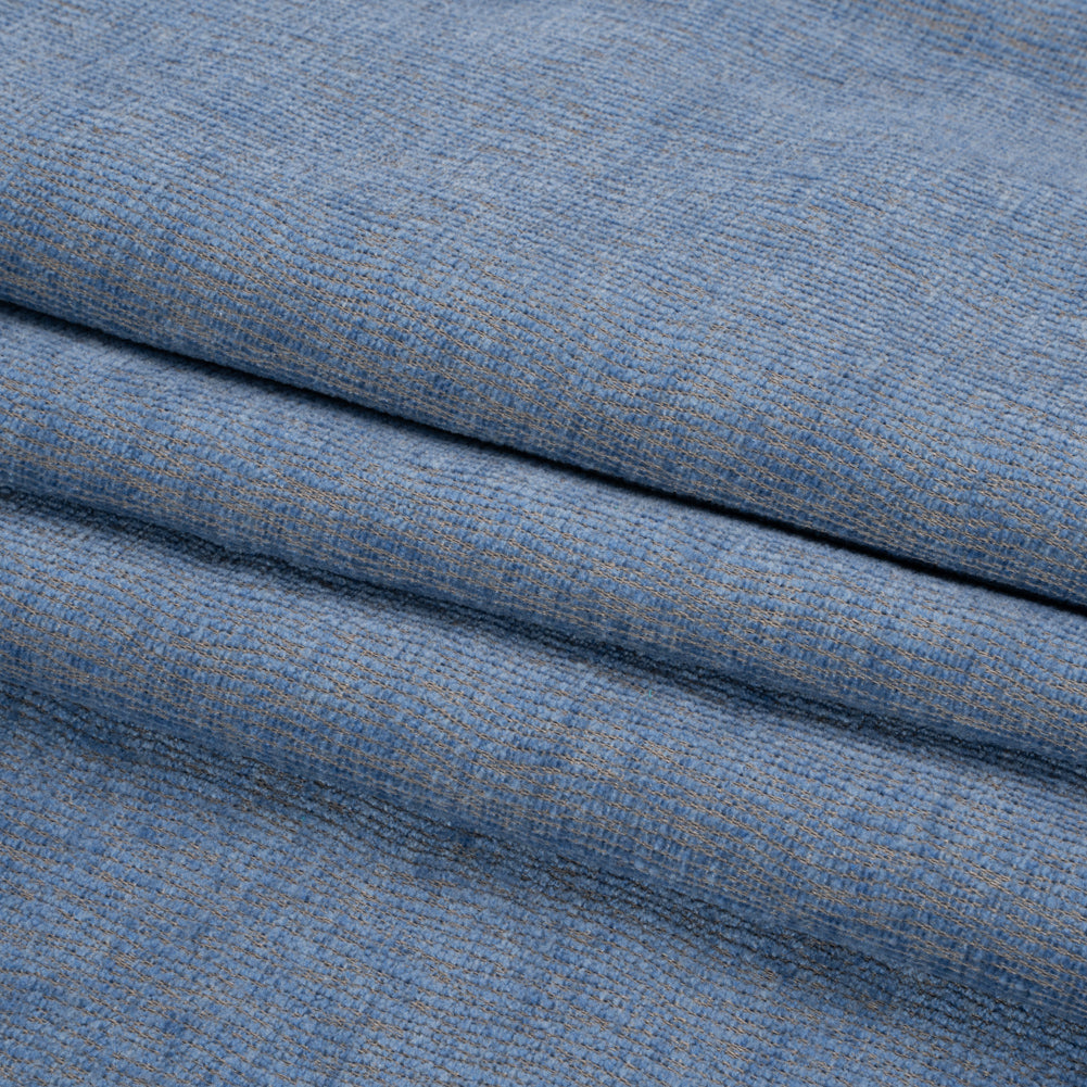 Chenille Upholstery Woven with Latex Backing - Periwinkle - Lovell Collection Folded