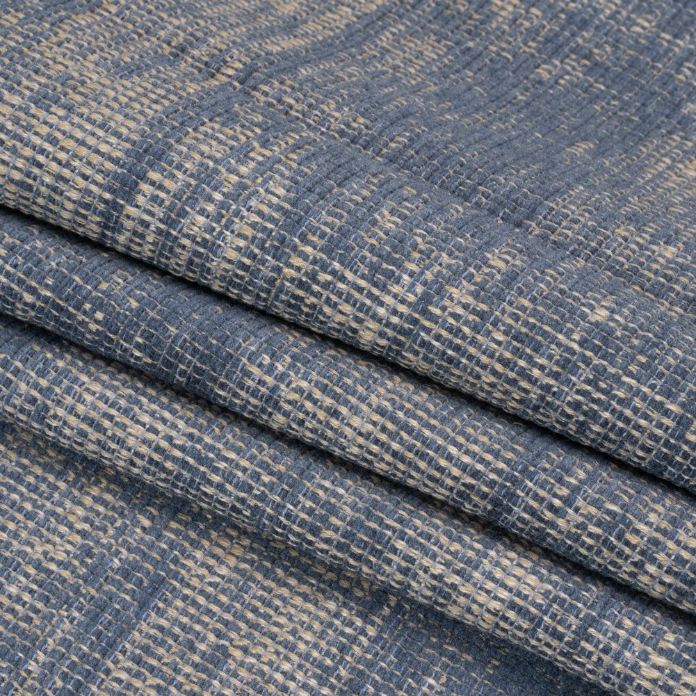 Tweedy Chenille Upholstery Woven - Sapphire - Hartsmere Collection Folded