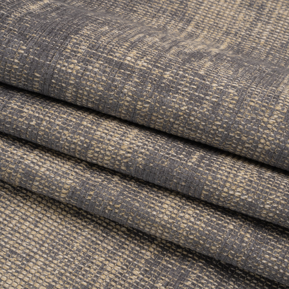 Tweedy Chenille Upholstery Woven - Steel - Hartsmere Collection Folded