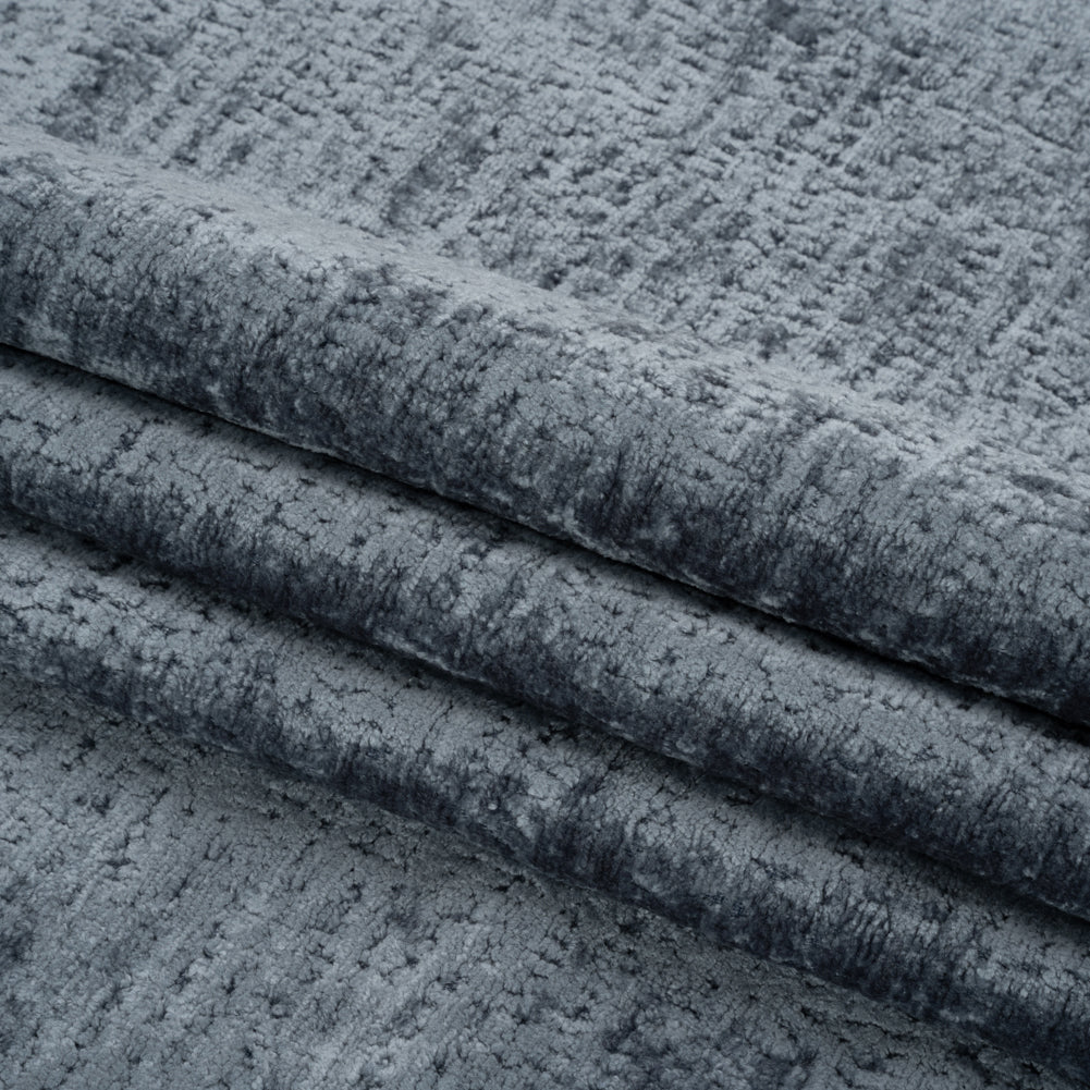 Textured Upholstery Chenille - Denim - Odie Collection Folded