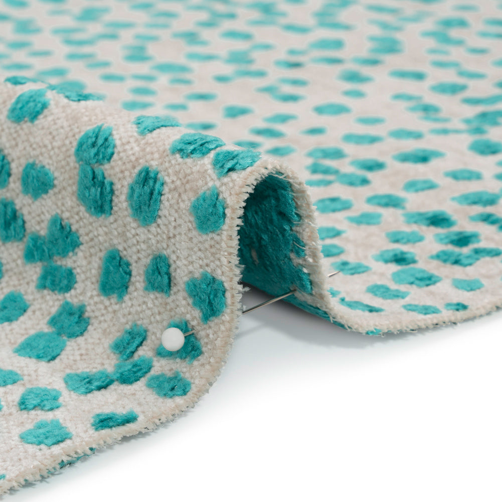 Upholstery Chenille - Aqua Spotted - Piperhill Collection Detail