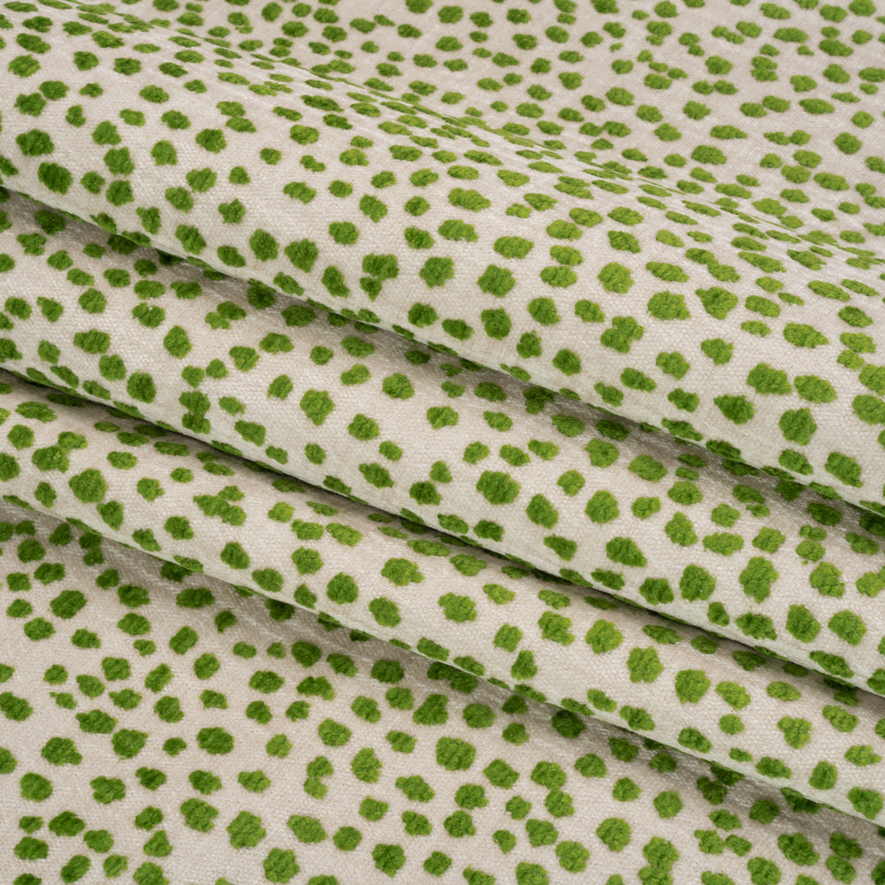 Upholstery Chenille - Grasshopper Spotted - Piperhill Collection Folded