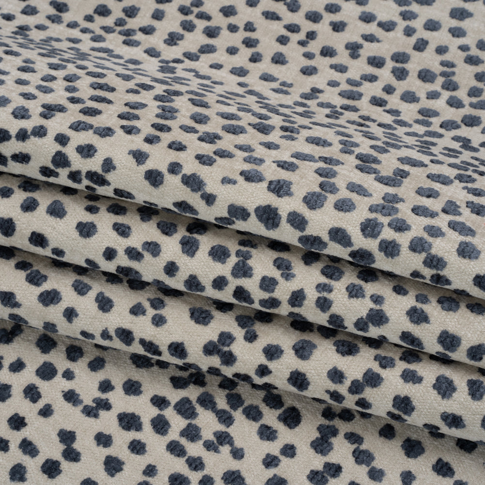 Upholstery Chenille - Sapphire Spotted - Piperhill Collection Folded