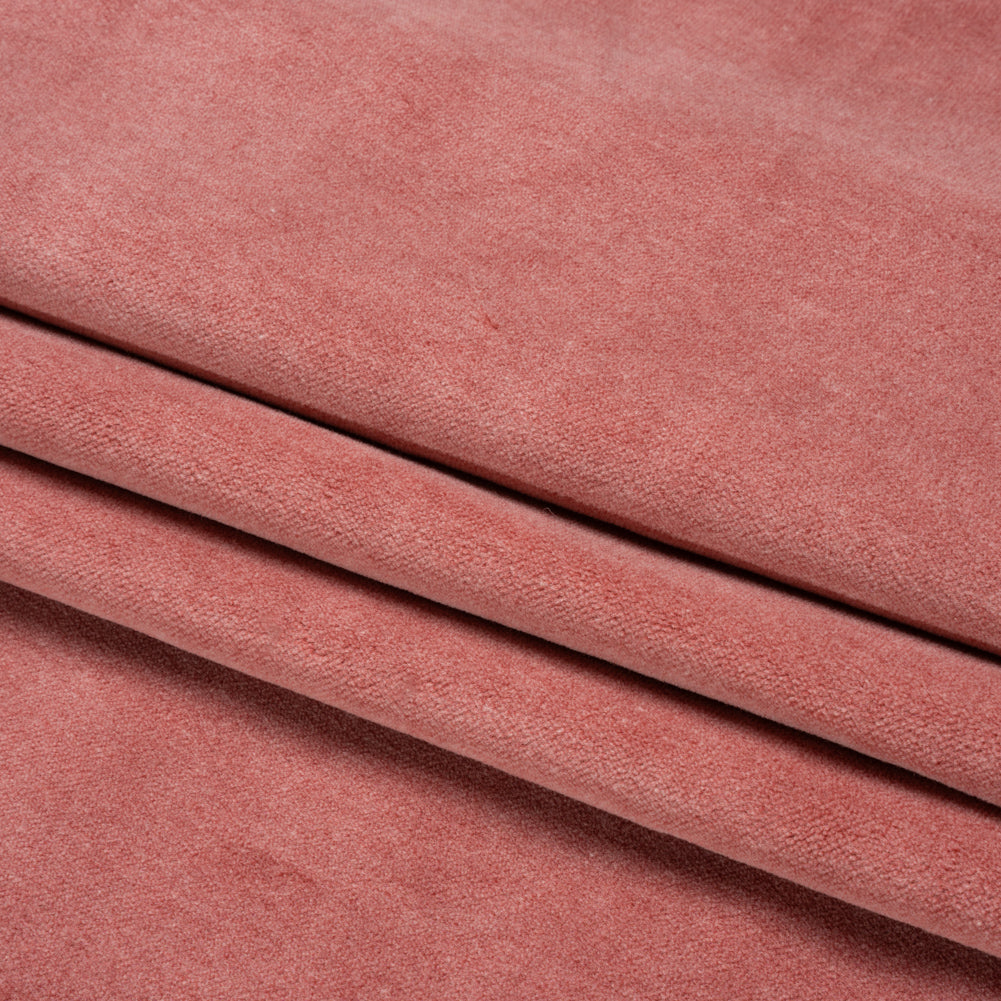 Cotton and Polyester Upholstery Velvet - Raspberry - Banton Collection Folded