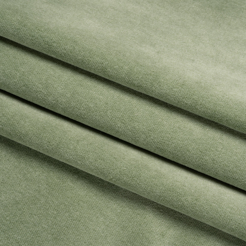 Cotton and Polyester Upholstery Velvet - Sage - Banton Collection Folded