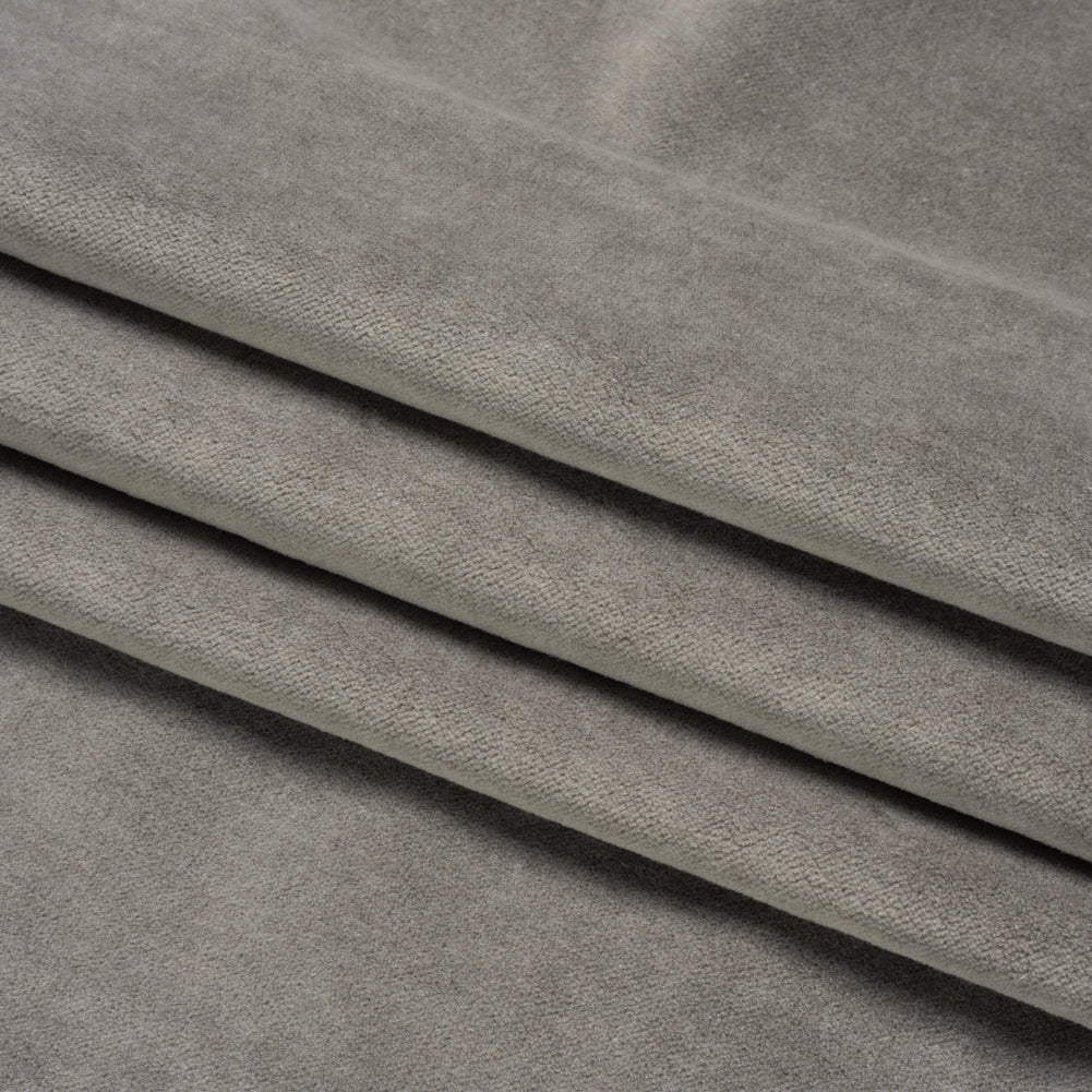 Cotton and Polyester Upholstery Velvet - Silver - Banton Collection Folded