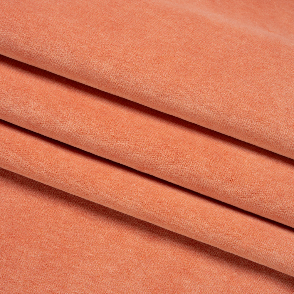 Cotton and Polyester Upholstery Velvet - Tangerine - Banton Collection Folded