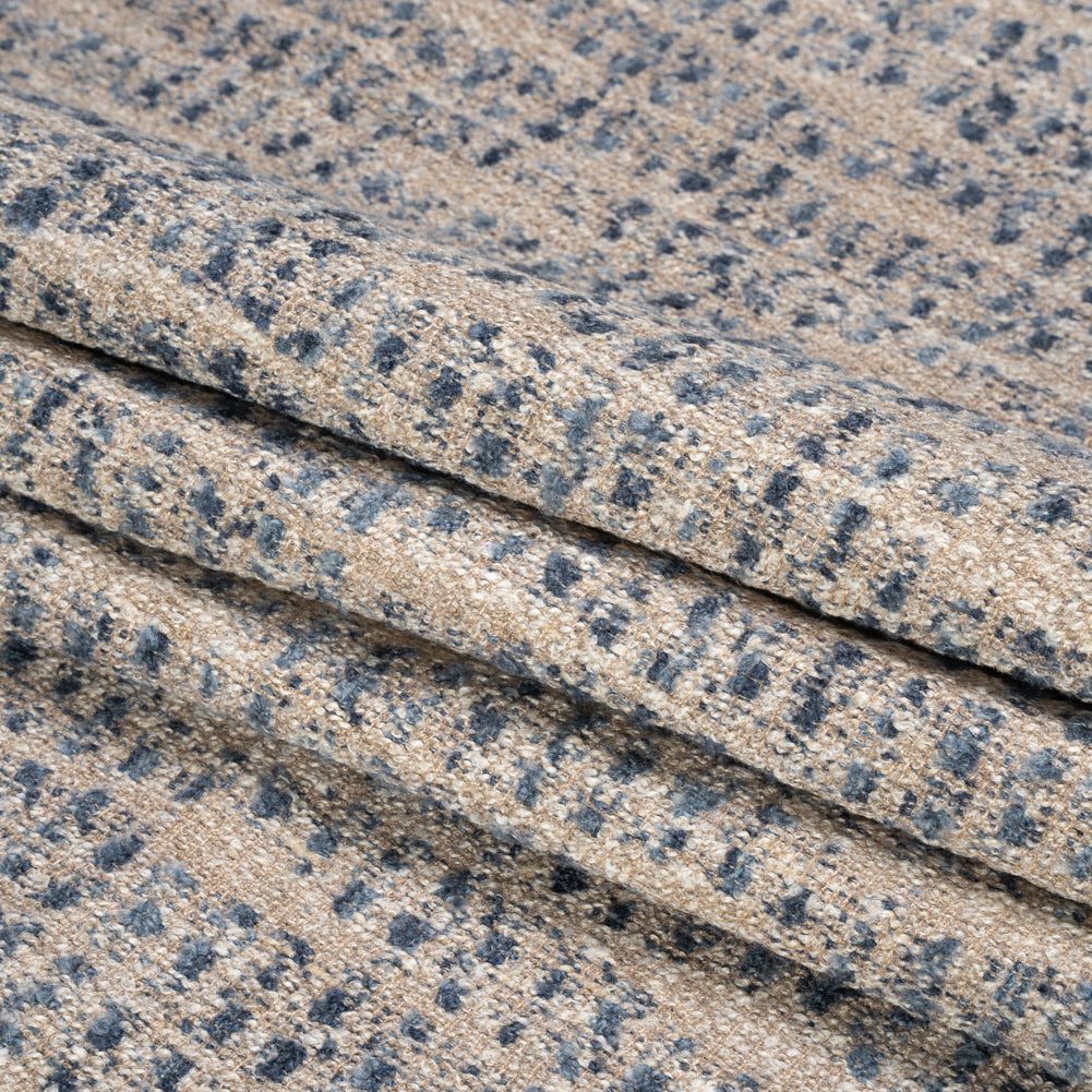 Tweedy Upholstery Boucle - Indigo - Torlea Collection Folded