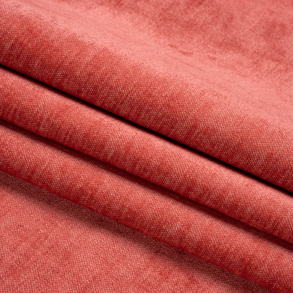 Upholstery Chenille with Latex Backing - Coral - Tonnet Collection Folded
