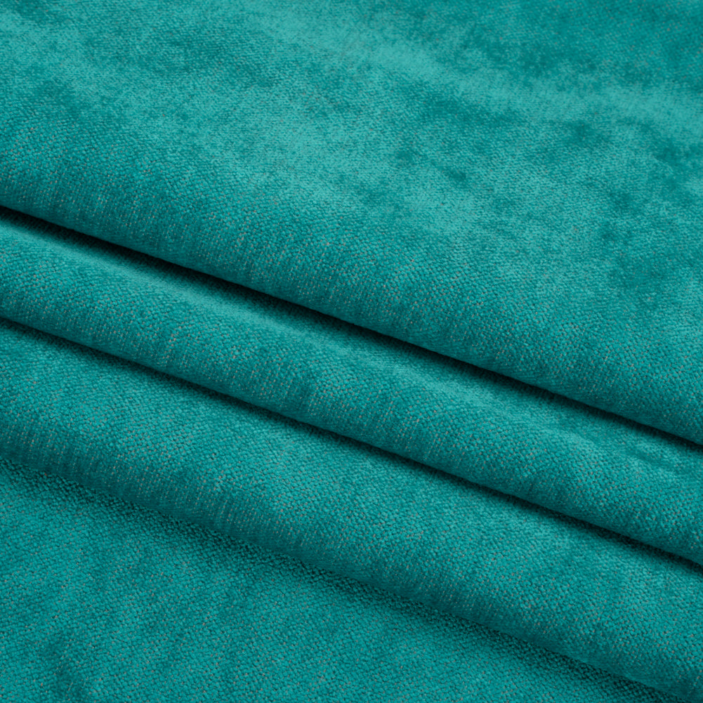 Upholstery Chenille with Latex Backing - Turquoise - Tonnet Collection Folded