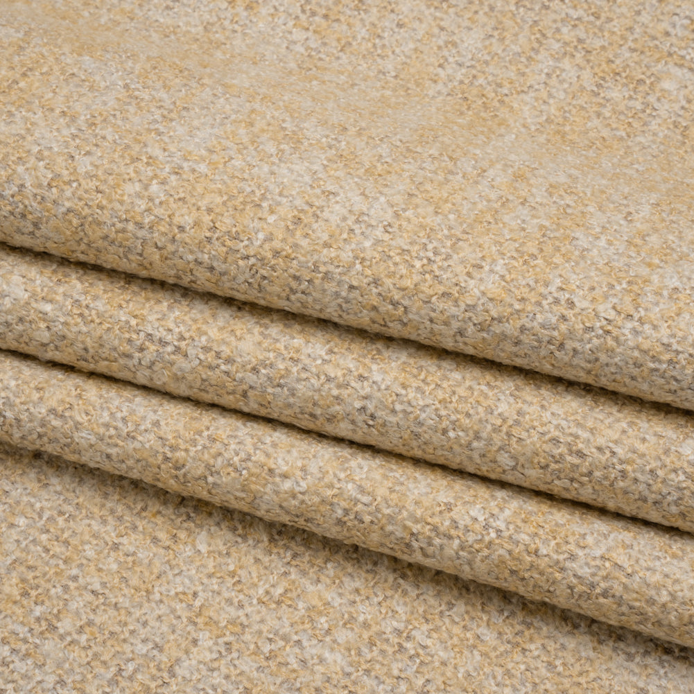 Tweed Upholstery Boucle with Latex Backing - Buttercream - Algrove Collection Folded