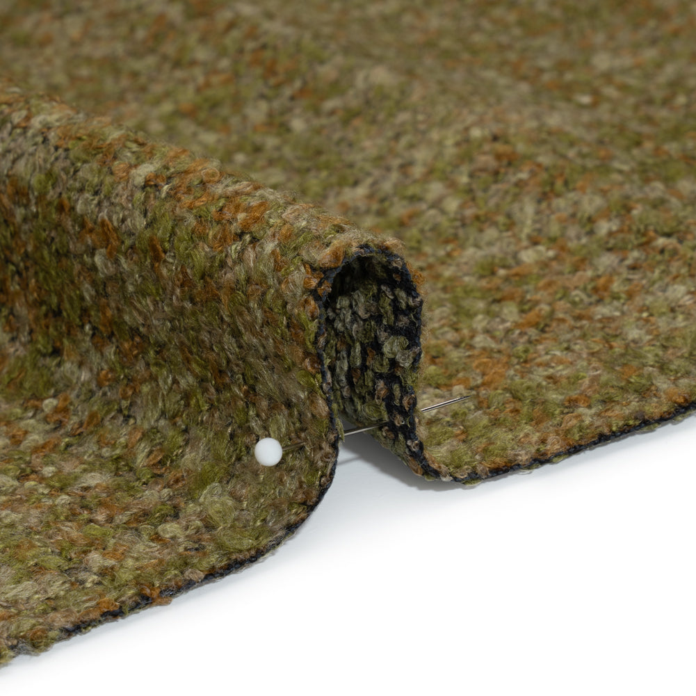 Tweed Upholstery Boucle with Latex Backing - Moss - Algrove Collection Detail