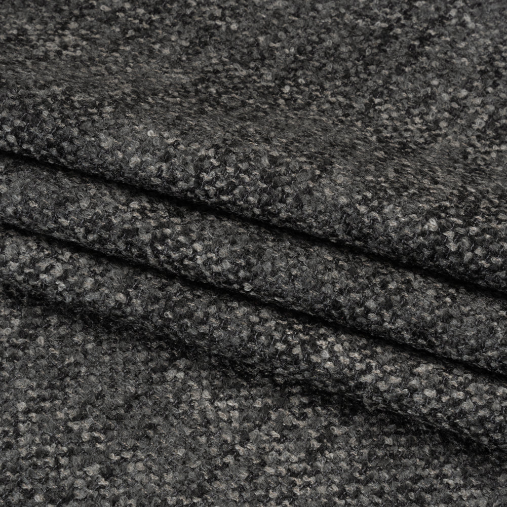Tweed Upholstery Boucle with Latex Backing - Onyx - Algrove Collection Folded