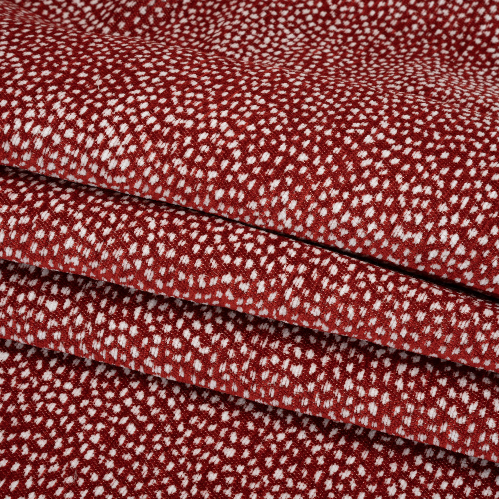 Upholstery Chenille - Cherry Spotted - Remus Collection Folded
