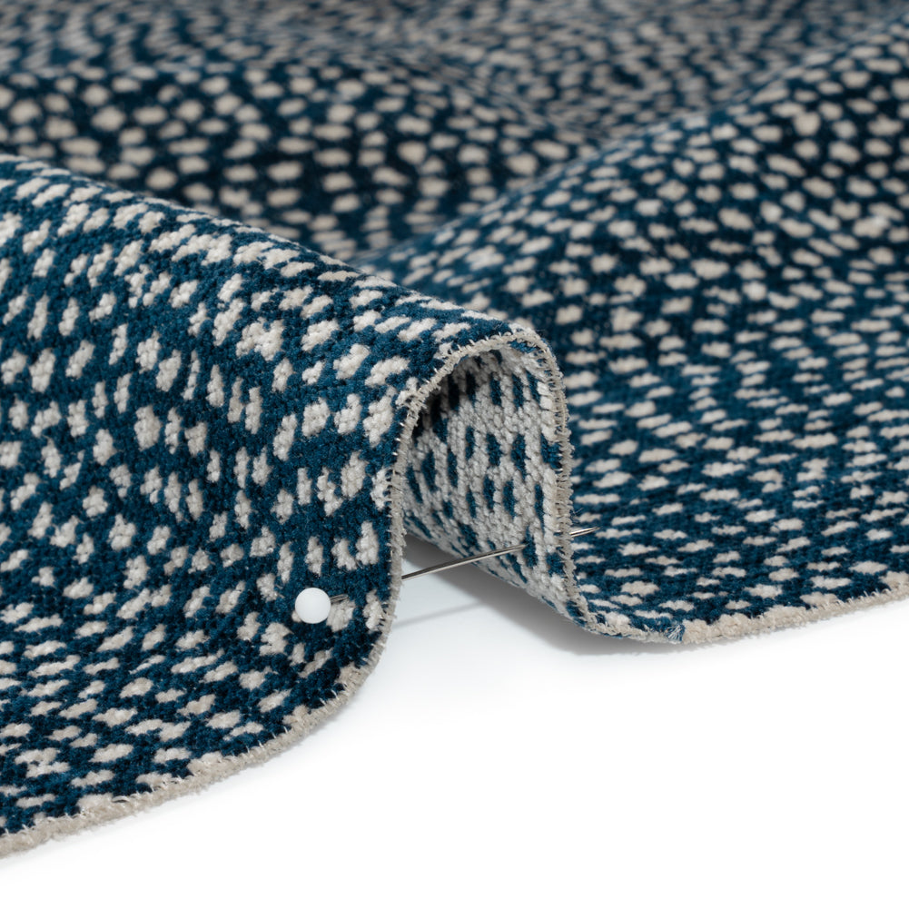 Upholstery Chenille - Navy Spotted - Remus Collection Detail