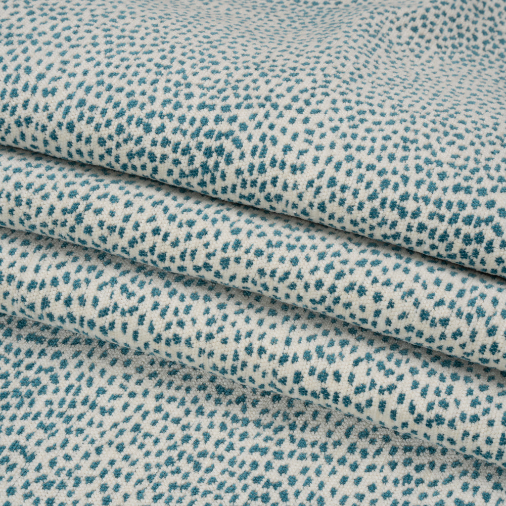 Upholstery Chenille - Teal Spotted - Remus Collection Folded