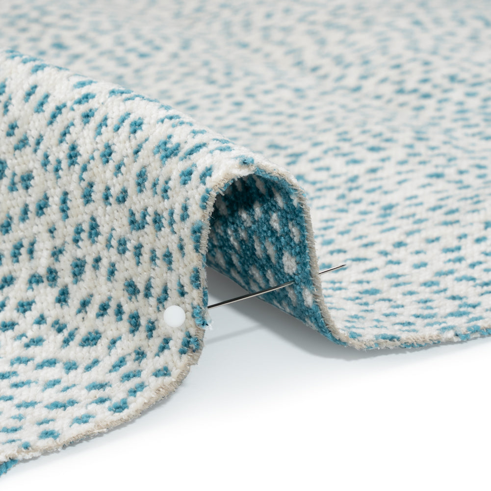 Upholstery Chenille - Teal Spotted - Remus Collection Detail