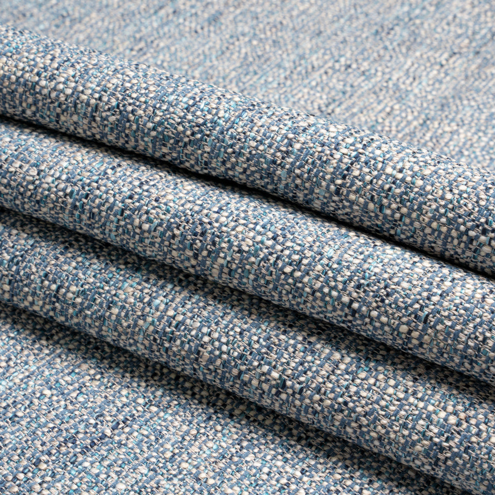 Tweed Upholstery Woven with Latex Backing - Denim - Heath Collection Folded
