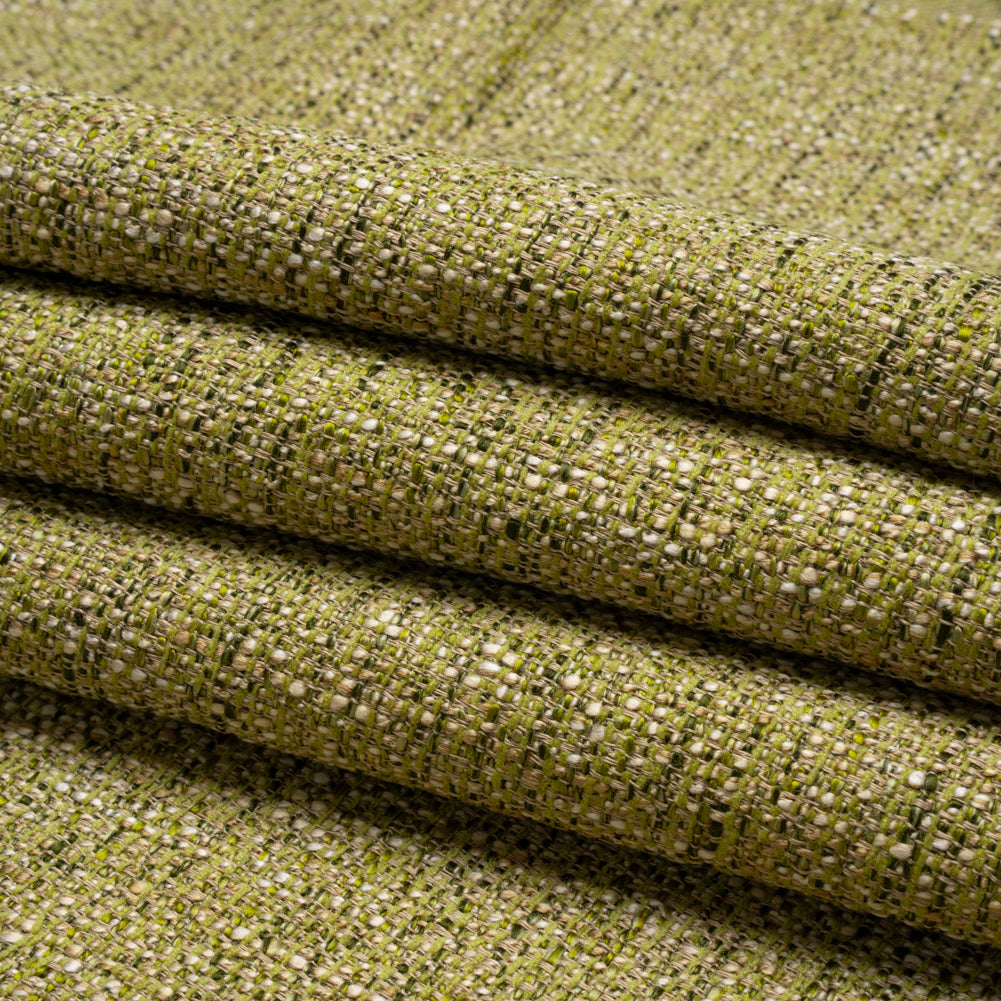 Tweed Upholstery Woven with Latex Backing - Lime - Heath Collection Folded