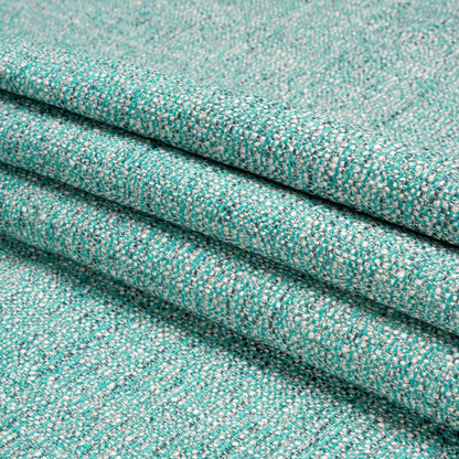 Tweed Upholstery Woven with Latex Backing - Turquoise - Heath Collection Folded