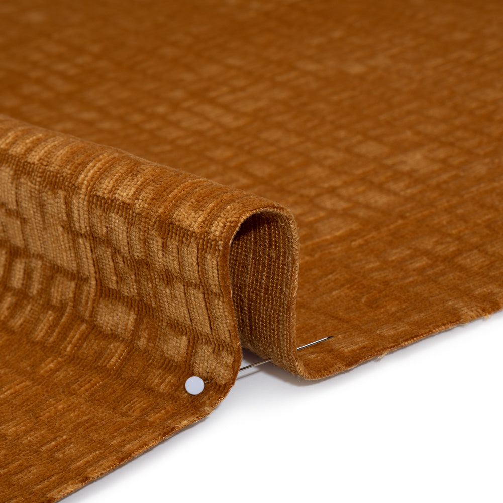 Polyester Upholstery Chenille - Butterscotch Grid Texture - Carolina Collection
