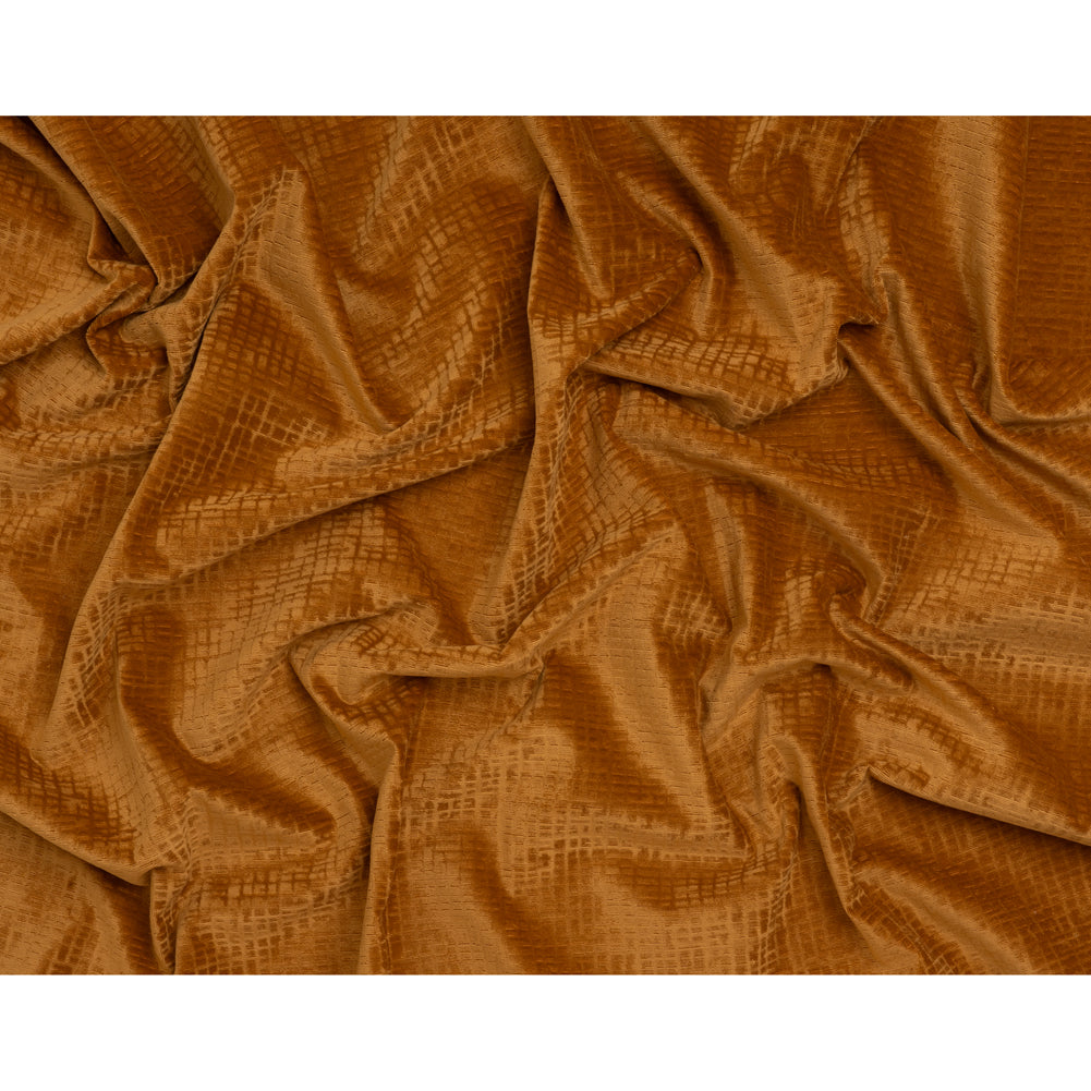 Polyester Upholstery Chenille - Butterscotch Grid Texture - Carolina Collection