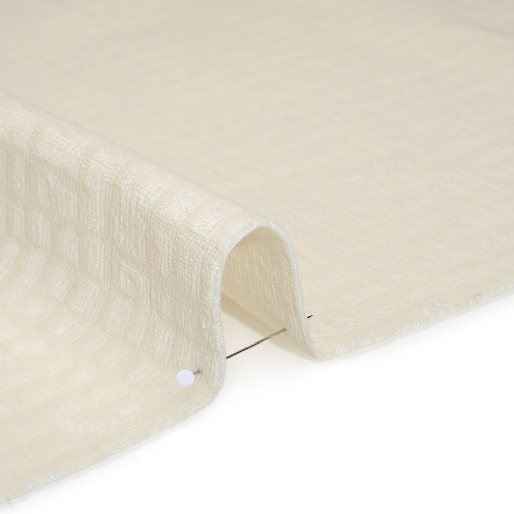 Polyester Upholstery Chenille - Cloud Dancer Grid Texture - Carolina Collection