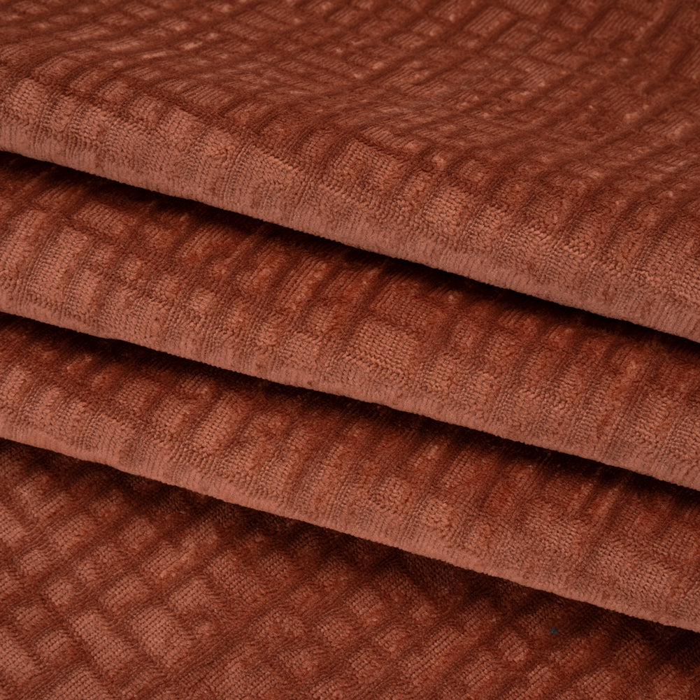 Polyester Upholstery Chenille - Dusty Rose Grid Texture - Carolina Collection