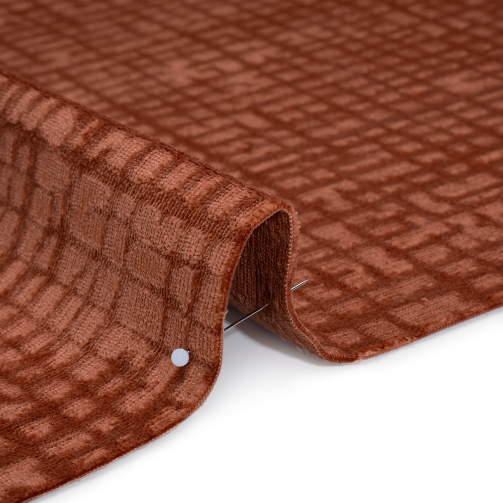 Polyester Upholstery Chenille - Dusty Rose Grid Texture - Carolina Collection
