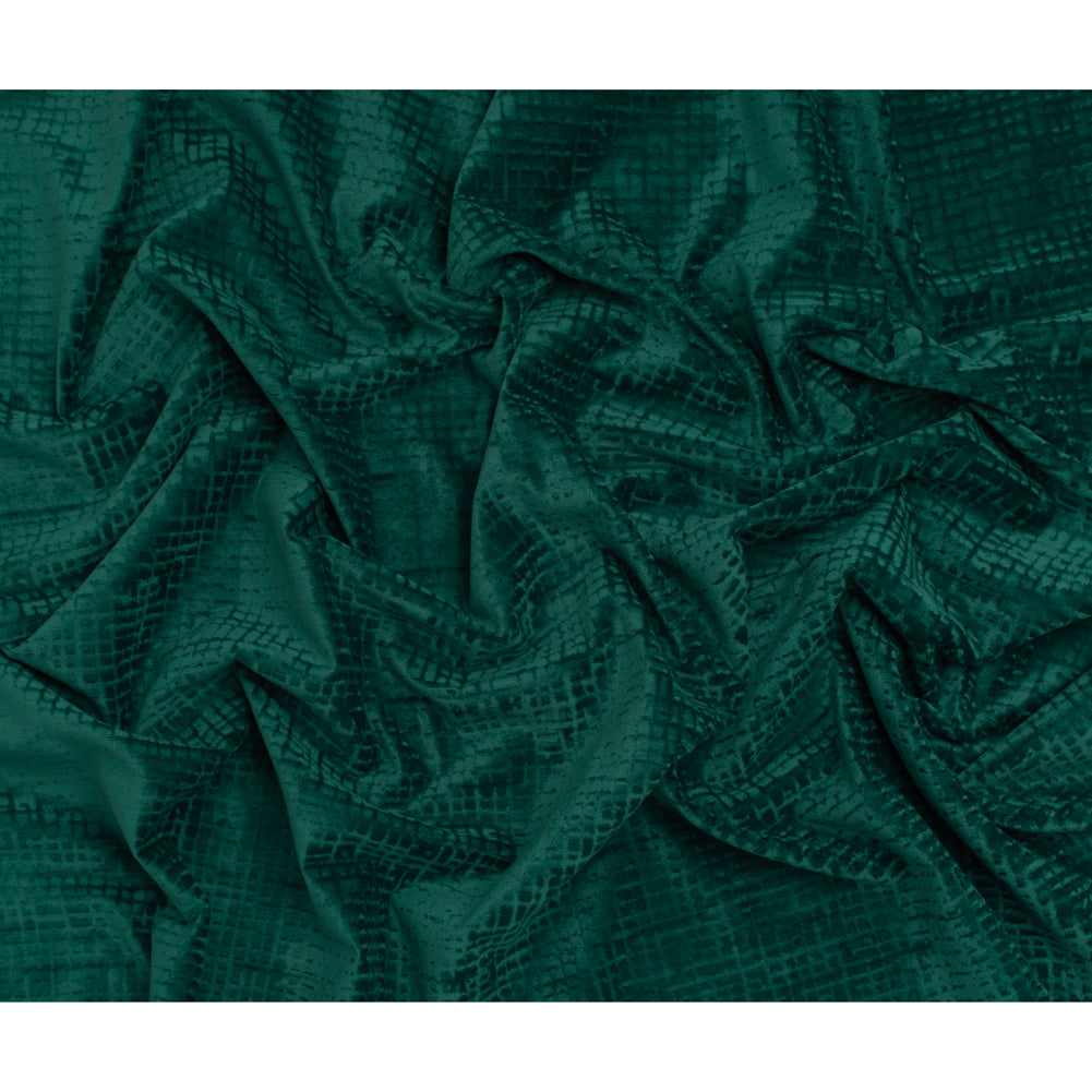 Polyester Upholstery Chenille - Emerald Grid Texture - Carolina Collection