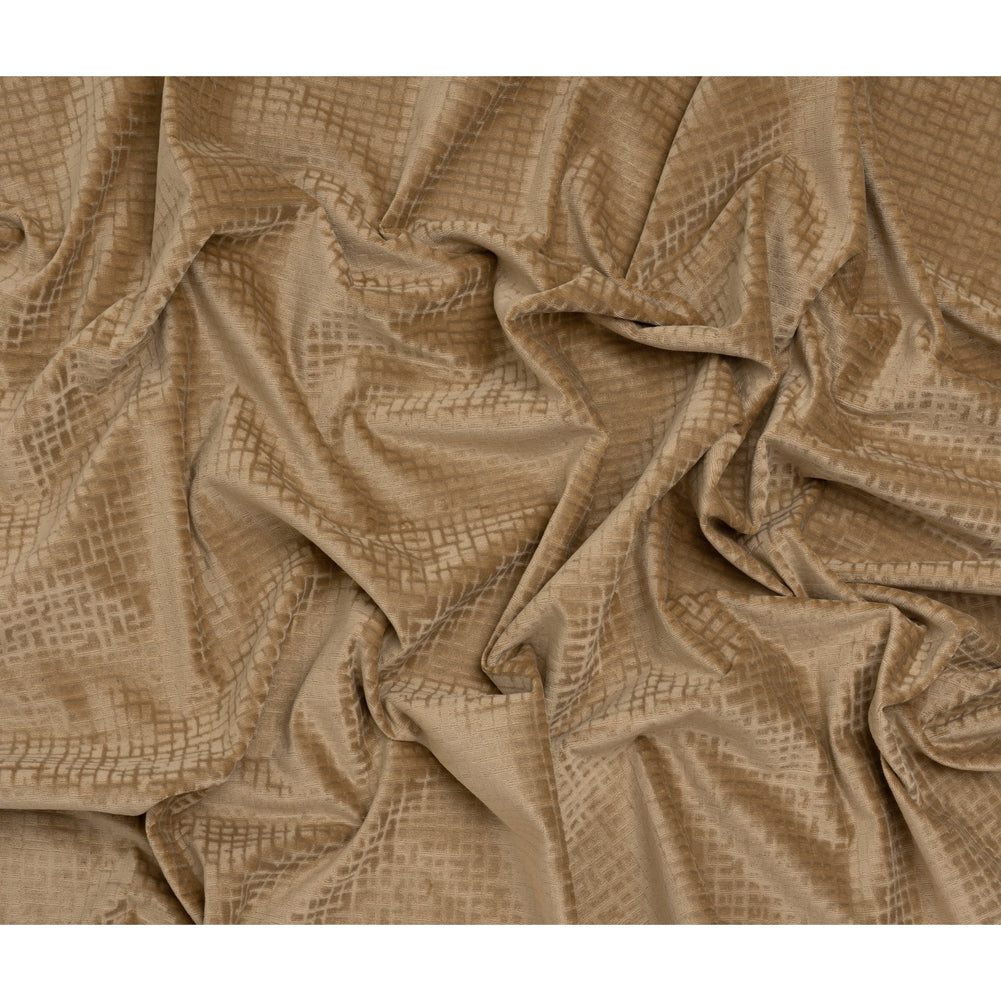 Polyester Upholstery Chenille - Fawn Grid Texture - Carolina Collection