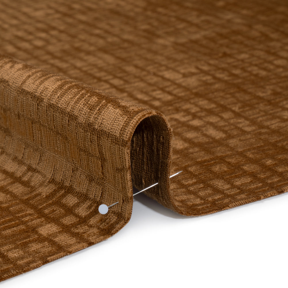 Polyester Upholstery Chenille - Ginger Grid Texture - Carolina Collection