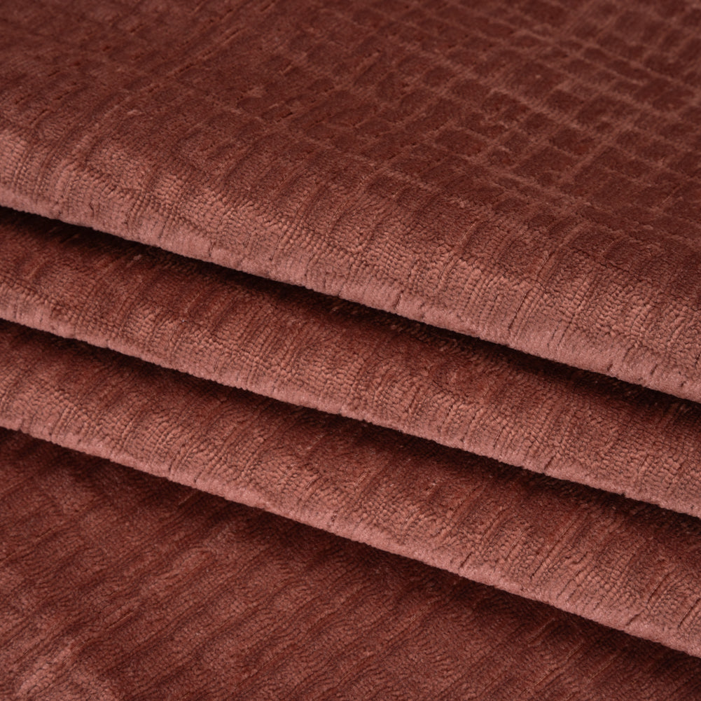 Polyester Upholstery Chenille - Marsala Grid Texture - Carolina Collection