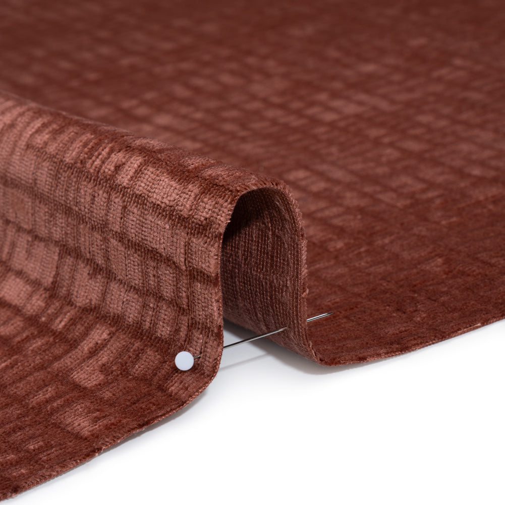 Polyester Upholstery Chenille - Marsala Grid Texture - Carolina Collection