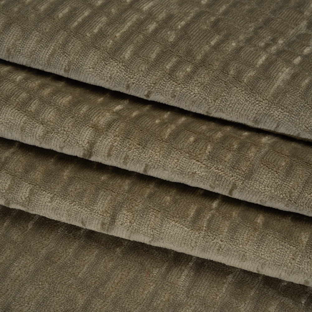 Polyester Upholstery Chenille - Pewter Grid Texture - Carolina Collection