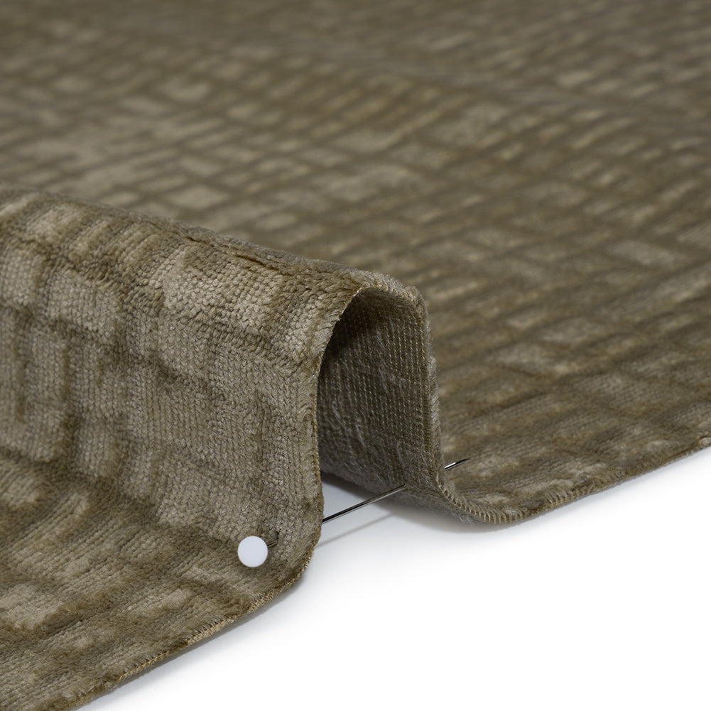 Polyester Upholstery Chenille - Pewter Grid Texture - Carolina Collection