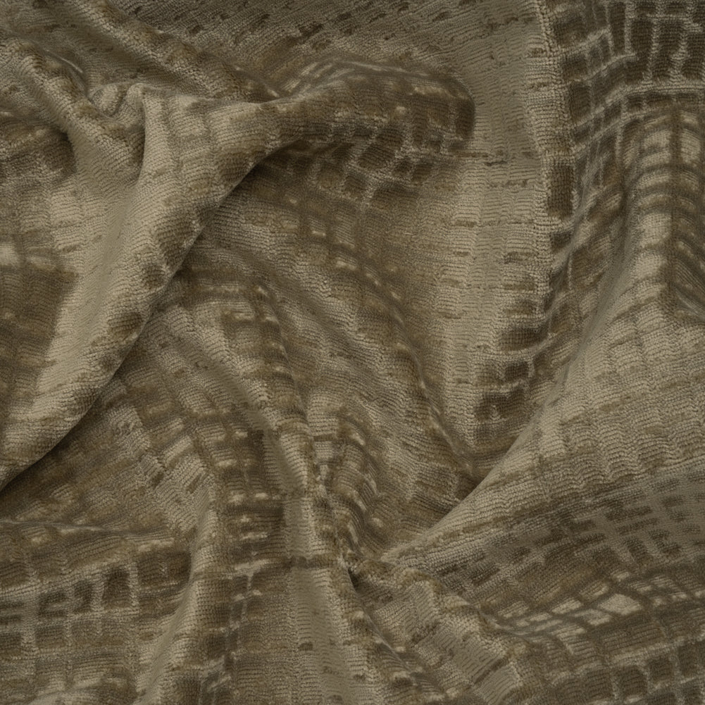 Polyester Upholstery Chenille - Pewter Grid Texture - Carolina Collection