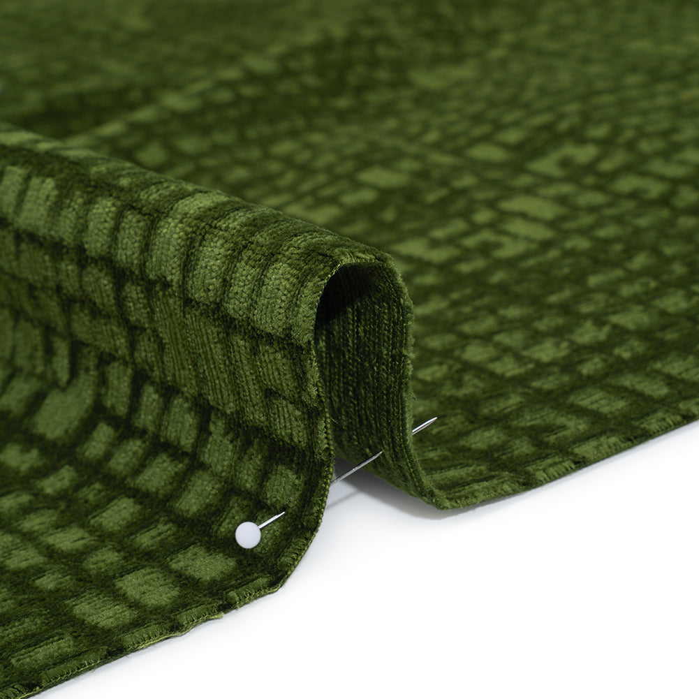 Polyester Upholstery Chenille - Shamrock Grid Texture - Carolina Collection