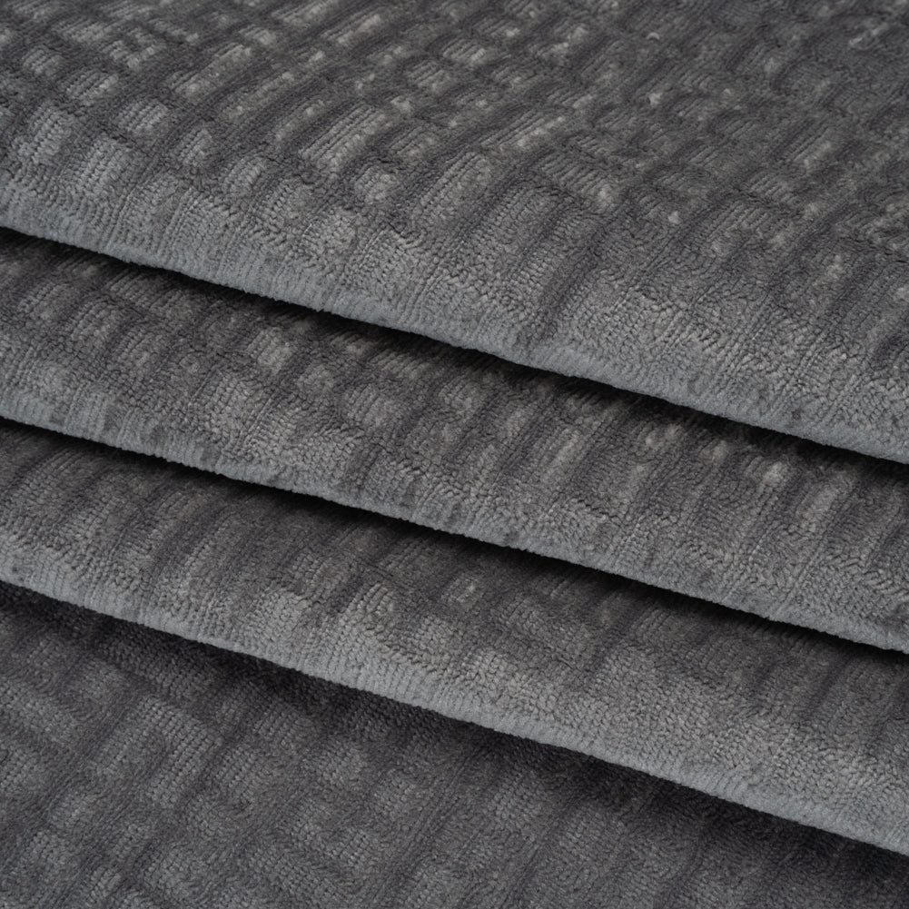 Polyester Upholstery Chenille - Steel Grid Texture - Carolina Collection