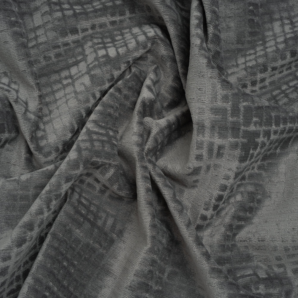 Polyester Upholstery Chenille - Steel Grid Texture - Carolina Collection