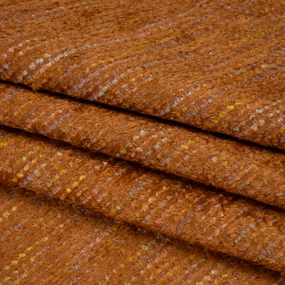 Recycled Olefin and Acrylic Upholstery Boucle and Chenille Tweed - Clay Stripes - Virginia Collection Folded
